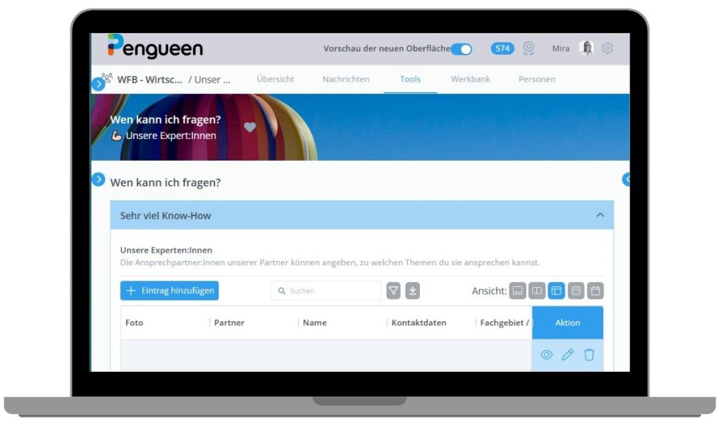 Expert innen Liste der Wirtschaftsinitiative Flughafenregion Brandenburg auf der Netzwerk Plattform Pengueen PC Ansicht 1